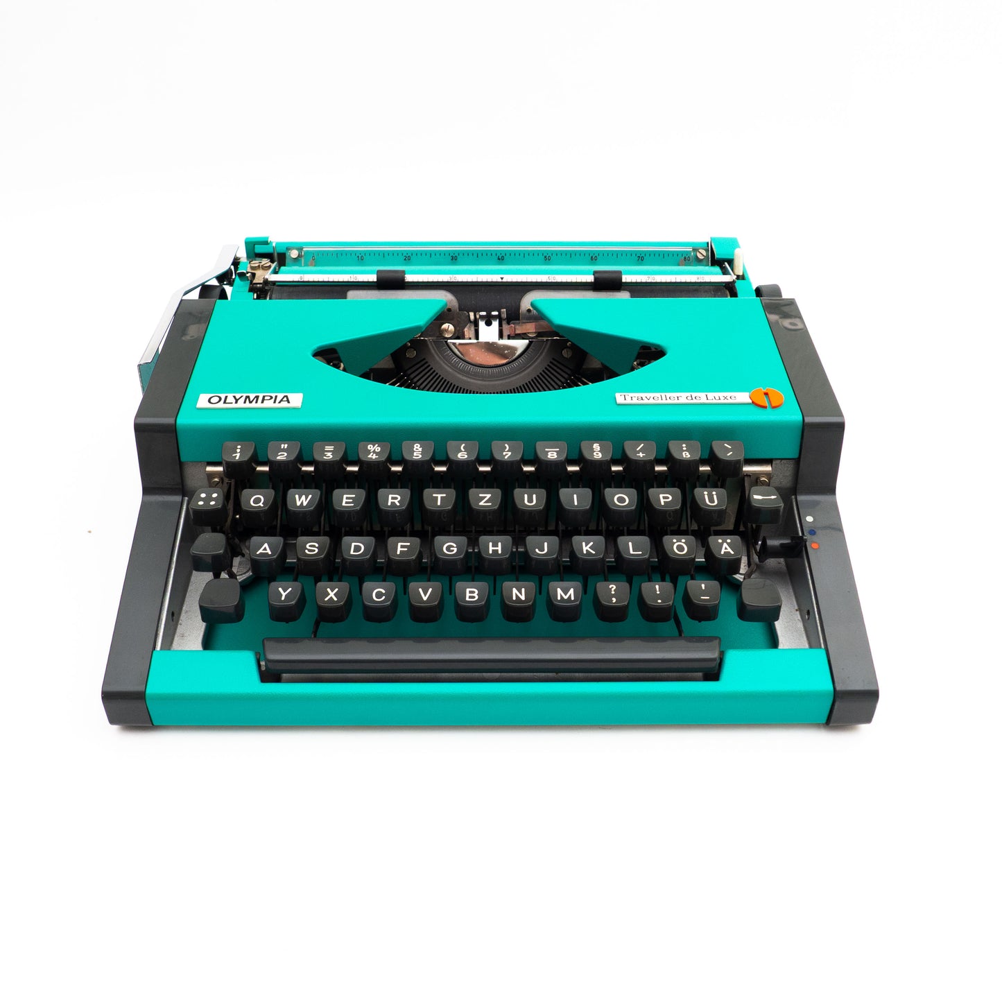 Portable Typewriter Turquise with Case, Olympia Traveller Deluxe