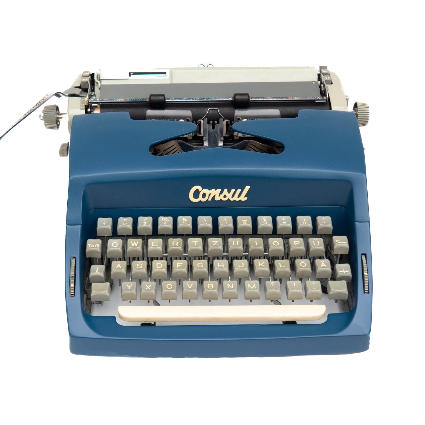 Dunkelblaue Schreibmaschine Consul
