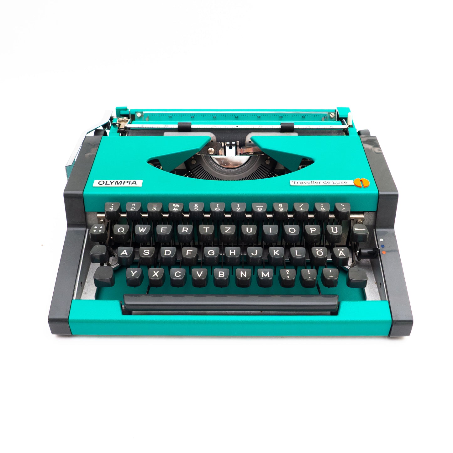 Portable Typewriter Turquise with Case, Olympia Traveller Deluxe