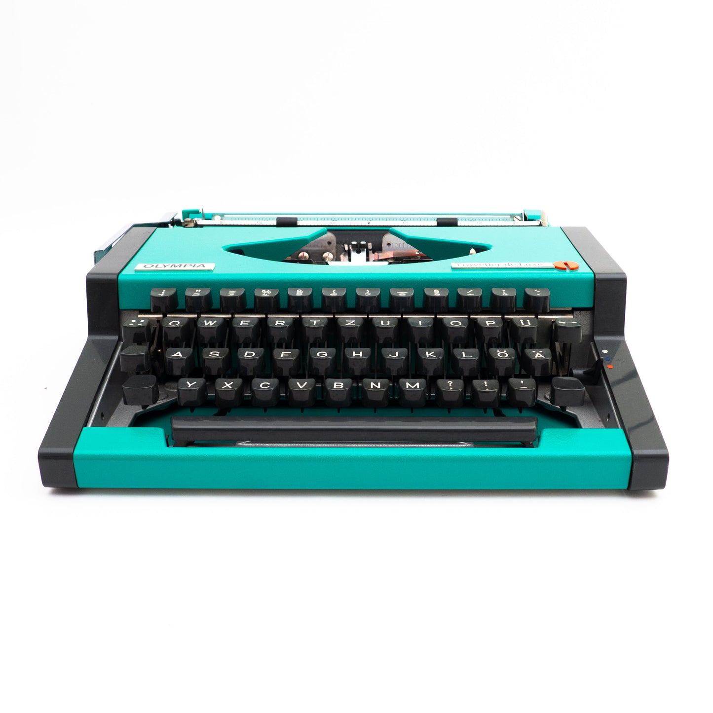 Portable Typewriter Turquise with Case, Olympia Traveller Deluxe