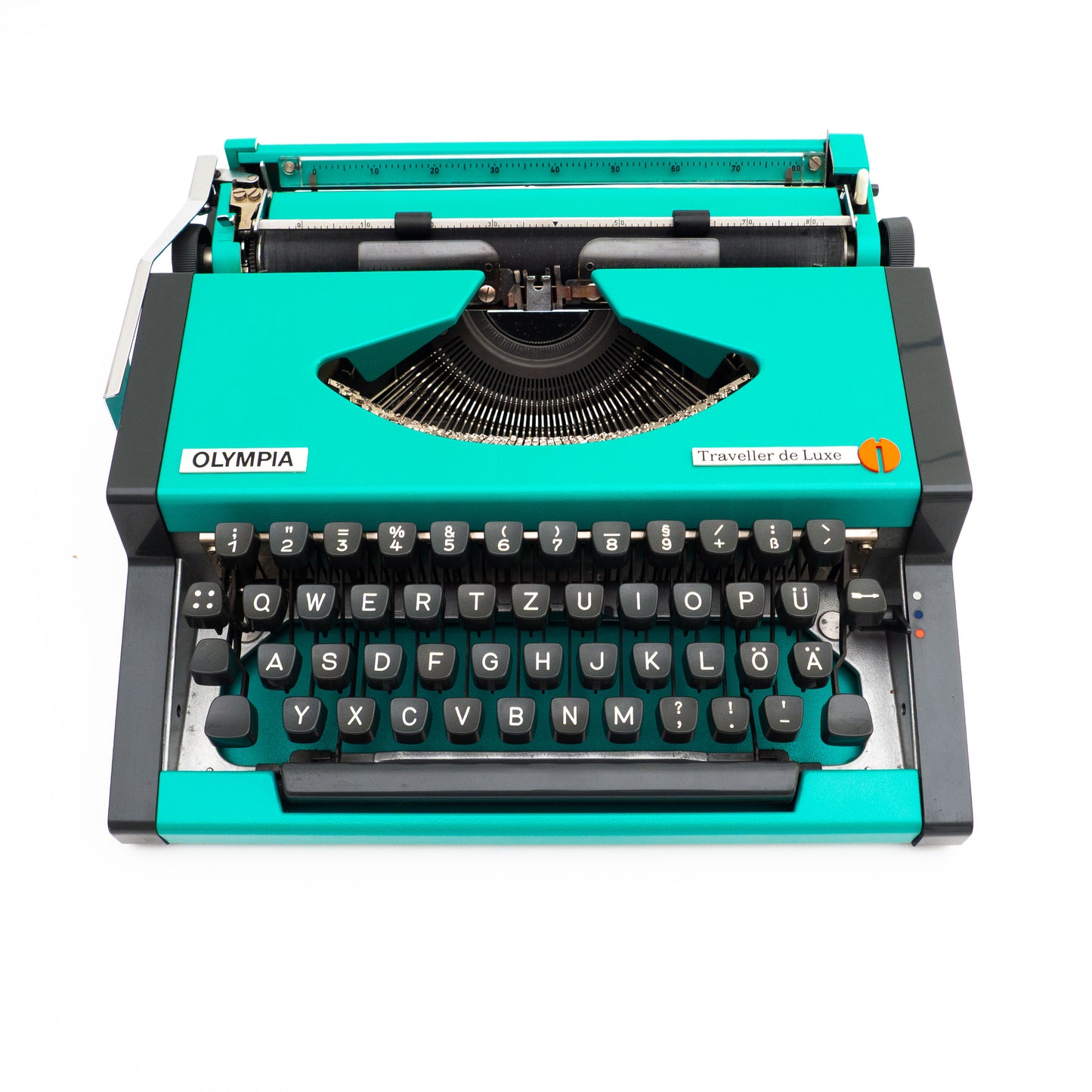 Portable Typewriter Turquise with Case, Olympia Traveller Deluxe