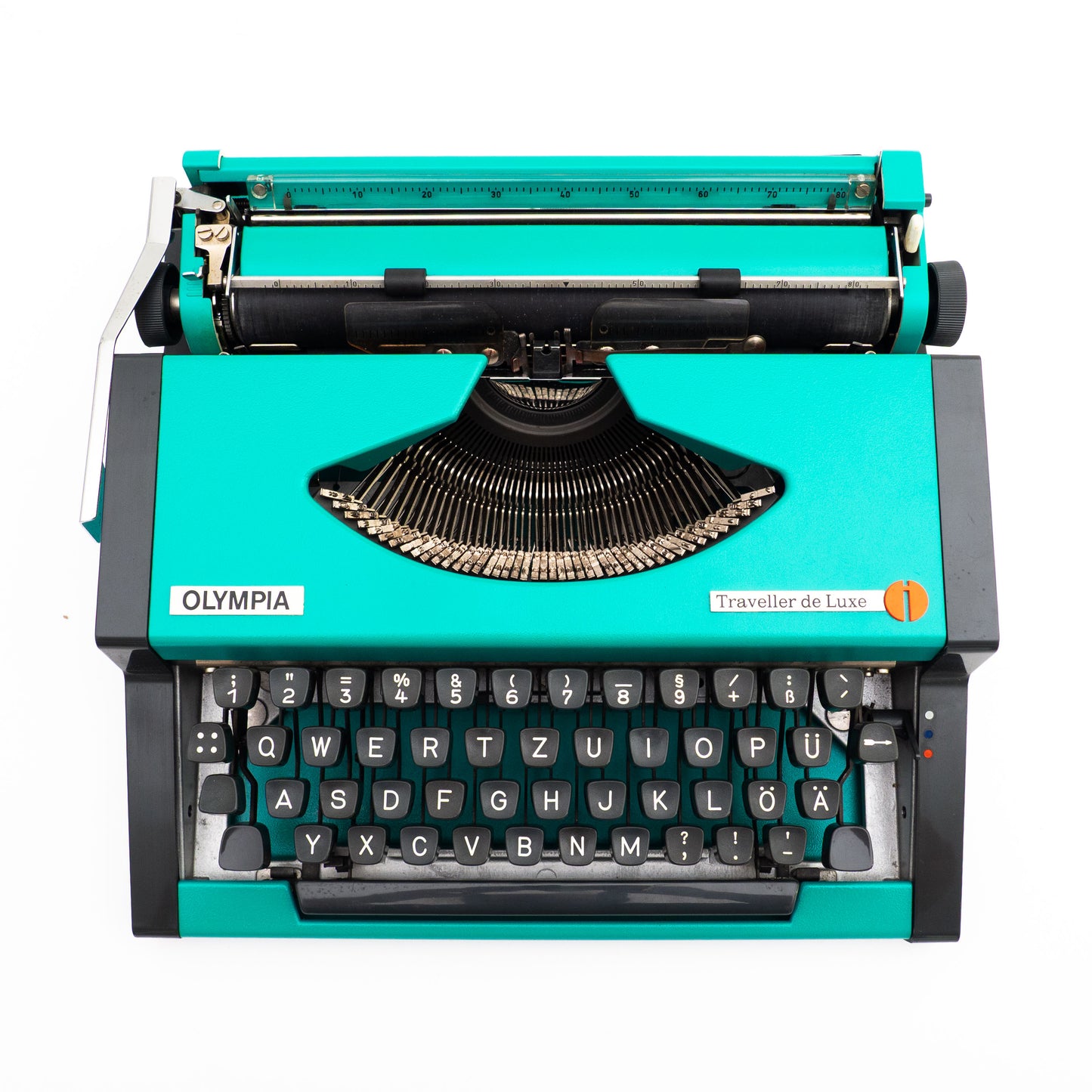Portable Typewriter Turquise with Case, Olympia Traveller Deluxe